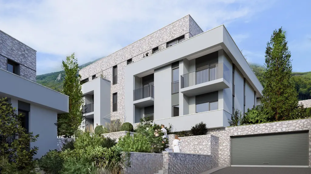 Aura Lastva Lux Complex — stanovi u Lastvi Grbaljskoj, Crna Gora, render fasade