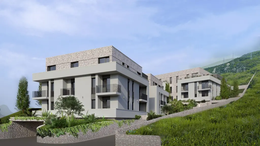 Aura Lastva Lux Complex — stanovi u Lastvi Grbaljskoj, Crna Gora, render ulaza
