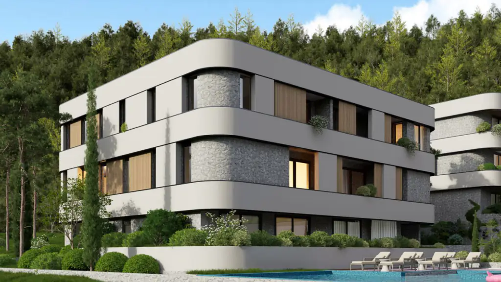 Aura Premium Complex — stanovi u Lastvi Grbaljskoj, Crna Gora, render zgrade