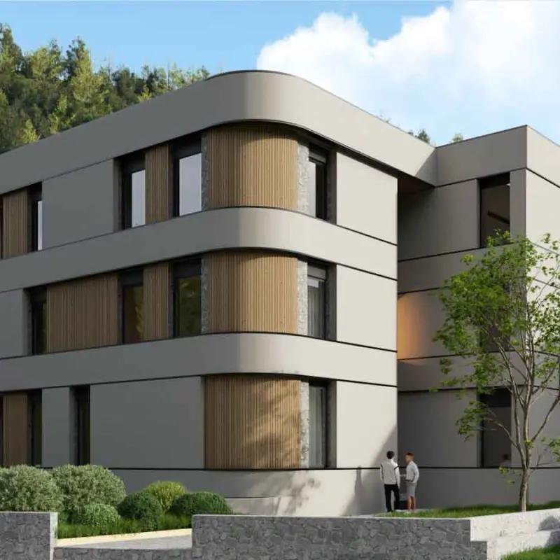 Aura Premium Complex — stanovi u Lastvi Grbaljskoj, Crna Gora, render zgrade u zelenilu