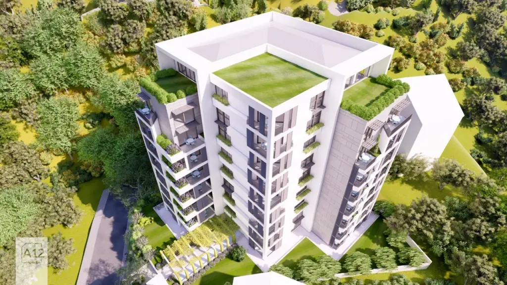 Aura Tower — stanovi Rafailovići, Crna Gora, pogled iz vazduha