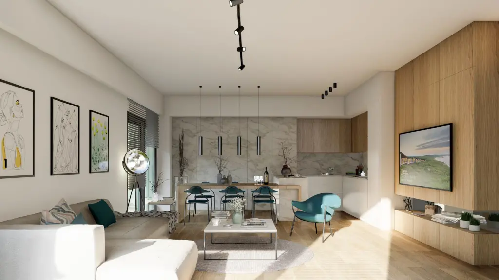Aura Tower — stanovi Rafailovići, Crna Gora, enterijer dnevne sobe