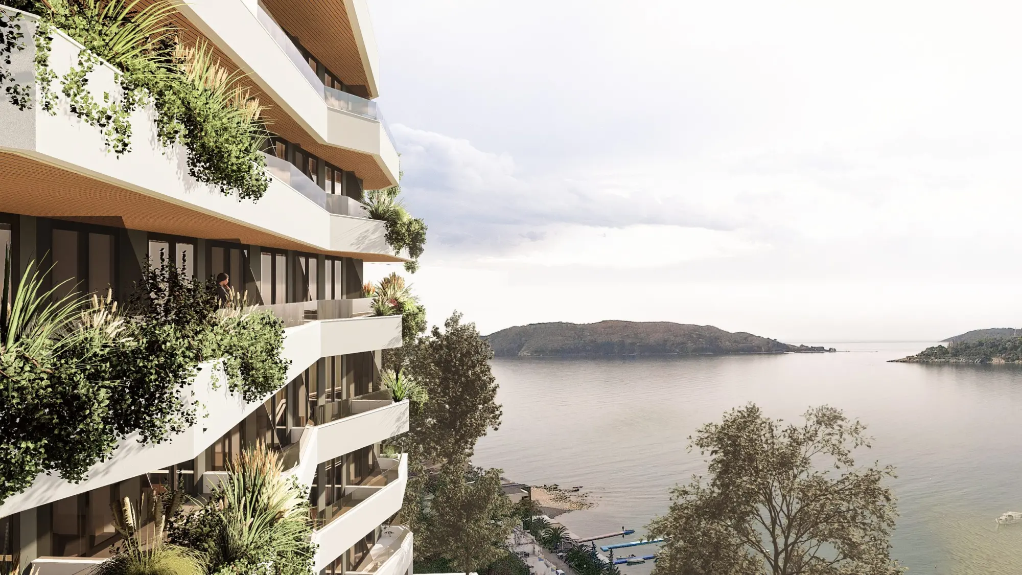 Aura View — stanovi Rafailovići, Crna Gora, pogled sa terase na more